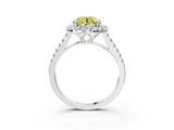 White gold Fancy Yellow Round  Halo Pavé Diamond Engagement Ring with Four-Prong Setting_6