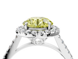 White gold Fancy Yellow Round  Halo Pavé Diamond Engagement Ring with Four-Prong Setting_7