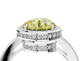 White gold Fancy Yellow Round  Halo Pave Band Solitaire Ring with Prong Setting_33