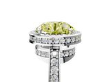 White gold Fancy Yellow Round  Halo Pave Band Solitaire Ring with Prong Setting_34