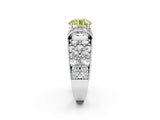 White gold Fancy Yellow Round  Halo Pave Diamond Engagement Ring with Milgrain Detailing_49