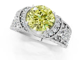 White gold Fancy Yellow Round  Halo Pave Diamond Engagement Ring with Milgrain Detailing_51