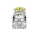 White gold Fancy Yellow Round  Halo Pave Diamond Engagement Ring with Milgrain Detailing_52