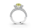 White gold Fancy Yellow Round  Halo Pave Diamond Engagement Ring with Milgrain Detailing_53