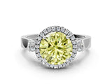 White gold Fancy Yellow Round  Halo Pave Split Shank Prong Setting Ring_26