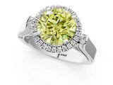 White gold Fancy Yellow Round  Halo Pave Split Shank Prong Setting Ring_27