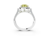 White gold Fancy Yellow Round  Halo Pave Split Shank Prong Setting Ring_29