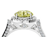 White gold Fancy Yellow Round  Halo Pave Split Shank Prong Setting Ring_30