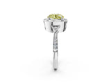 White gold Fancy Yellow Round  Halo Round Diamond Milgrain Pave Engagement Ring_5
