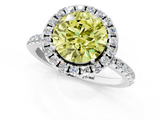 White gold Fancy Yellow Round  Halo Round Diamond Pavé Band Four-Prong Ring_4