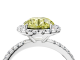 White gold Fancy Yellow Round  Halo Round Diamond Pavé Band Four-Prong Ring_7