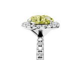 White gold Fancy Yellow Round  Halo Round Diamond Pavé Band Four-Prong Ring_8
