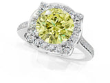 White gold Fancy Yellow Round  Halo Round Diamond Pave Band with Four-Prong Setting_51