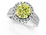 White gold Fancy Yellow Round  Halo Round Diamond Pave Band with Prong Setting_13