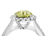 White gold Fancy Yellow Round  Halo Round Diamond Pave Band with Prong Setting_16