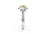 White gold Fancy Yellow Round  Halo Solitaire Diamond Ring with Pave Band and Bezel Setting_31