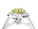 White gold Fancy Yellow Round  Halo Solitaire Diamond Ring with Pave Band and Bezel Setting_33