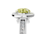 White gold Fancy Yellow Round  Halo Solitaire Diamond Ring with Pave Band and Bezel Setting_34