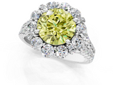 White gold Fancy Yellow Round  Halo Split Shank Diamond Engagement Ring with Pave Band and Four-Prong Setting_1