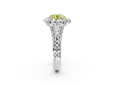 White gold Fancy Yellow Round  Halo Split Shank Diamond Engagement Ring with Pave Band and Four-Prong Setting_2