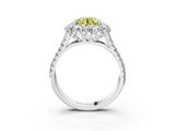 White gold Fancy Yellow Round  Halo Split Shank Diamond Engagement Ring with Pave Band and Four-Prong Setting_3