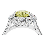 White gold Fancy Yellow Round  Halo Split Shank Diamond Engagement Ring with Pave Band and Four-Prong Setting_4
