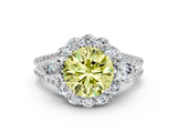 White gold Fancy Yellow Round  Halo Split Shank Diamond Engagement Ring with Prong Setting