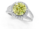 White gold Fancy Yellow Round  Halo Split Shank Diamond Ring with Four-Prong Setting_1