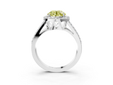 White gold Fancy Yellow Round  Halo Split Shank Diamond Ring with Four-Prong Setting_3