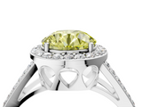White gold Fancy Yellow Round  Halo Split Shank Diamond Ring with Four-Prong Setting_4