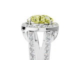 White gold Fancy Yellow Round  Halo Split Shank Diamond Ring with Four-Prong Setting_5