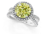 White gold Fancy Yellow Round  Halo Split Shank Diamond Ring with Pavé Setting_27