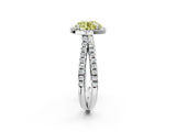 White gold Fancy Yellow Round  Halo Split Shank Diamond Ring with Pavé Setting_28