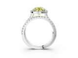White gold Fancy Yellow Round  Halo Split Shank Diamond Ring with Pavé Setting_29
