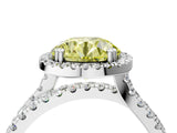 White gold Fancy Yellow Round  Halo Split Shank Diamond Ring with Pavé Setting_30