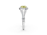 White gold Fancy Yellow Round  Halo Split Shank Diamond Ring with Prong Setting_2