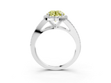 White gold Fancy Yellow Round  Halo Split Shank Diamond Ring with Prong Setting_3