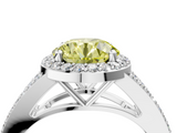 White gold Fancy Yellow Round  Halo Split Shank Diamond Ring with Prong Setting_4