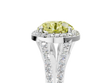 White gold Fancy Yellow Round  Halo Split Shank Diamond Ring with Prong Setting_5