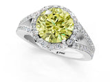 White gold Fancy Yellow Round  Halo Split Shank Pave Diamond Ring with Four-Prong Setting_30