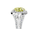 White gold Fancy Yellow Round  Halo Split Shank Pave Diamond Ring with Four-Prong Setting_34