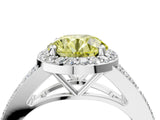 White gold Fancy Yellow Round  Halo Split Shank Pave Diamond Ring with Four-Prong Setting_38