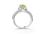 White gold Fancy Yellow Round  Halo Split Shank Pave Diamond Ring with Petal Prong Setting_35