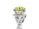 White gold Fancy Yellow Round  Halo Twist Band Solitaire Prong Setting Ring_5