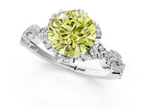 White gold Fancy Yellow Round  Halo Twist Band Solitaire Ring with Six-Prong Setting_4