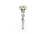 White gold Fancy Yellow Round  Halo Twist Band Solitaire Ring with Six-Prong Setting_5