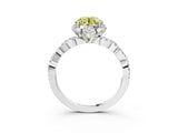 White gold Fancy Yellow Round  Halo Twist Band Solitaire Ring with Six-Prong Setting_6