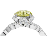 White gold Fancy Yellow Round  Halo Twist Band Solitaire Ring with Six-Prong Setting_7