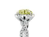 White gold Fancy Yellow Round  Halo Twist Band Solitaire Ring with Six-Prong Setting_8