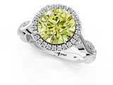 White gold Fancy Yellow Round  Halo Twist Band Solitaire Ring_1